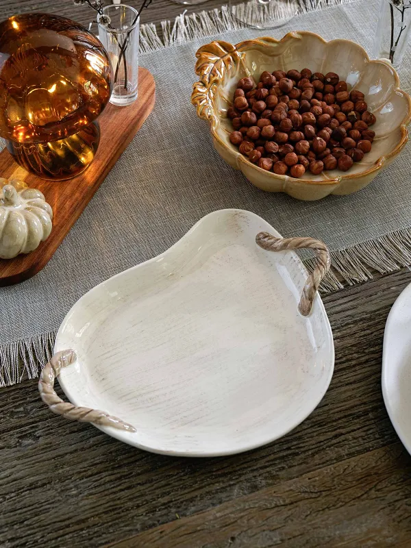 Блюдо, 29х21х4 см, с ручками, керамика, молочно-бежевое, Forest symphony , image-4