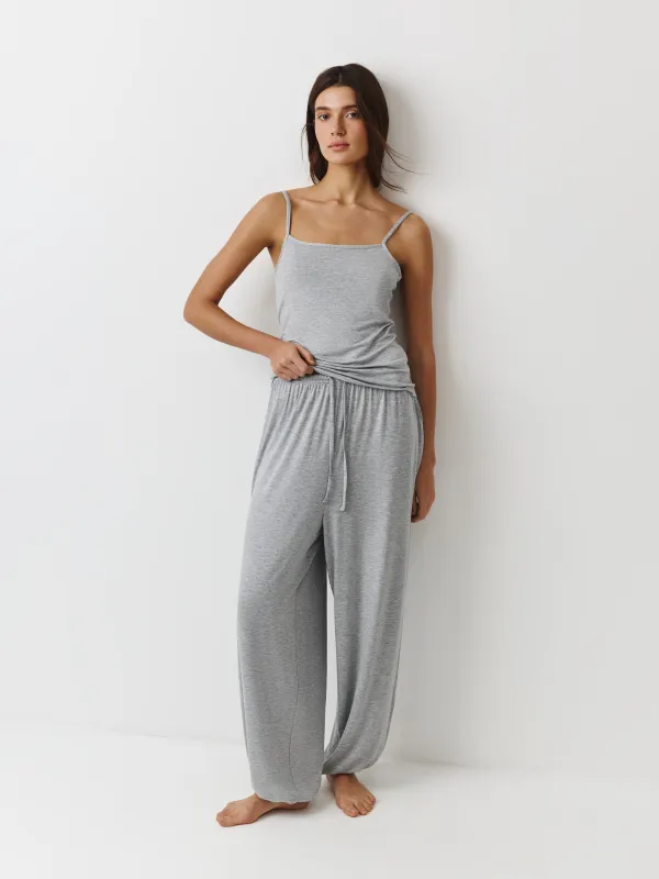 Брюки женские, домашние, р. S, карго, вискоза/спандекс, серый меланж, Aidila, image-0