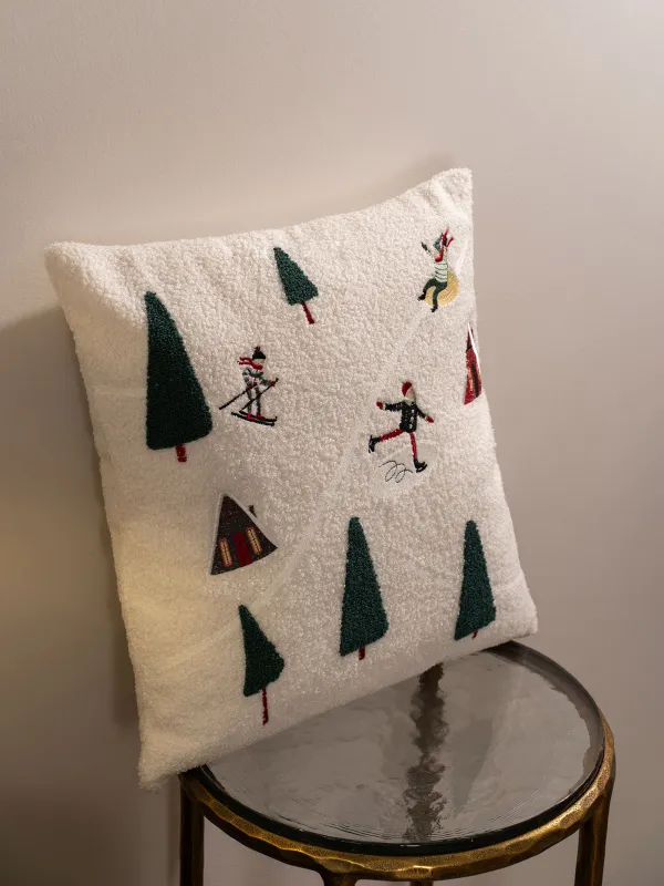 Подушка декоративная, 45х45 см, шерпа, молочная, Зимние забавы, Sherpa, image-6
