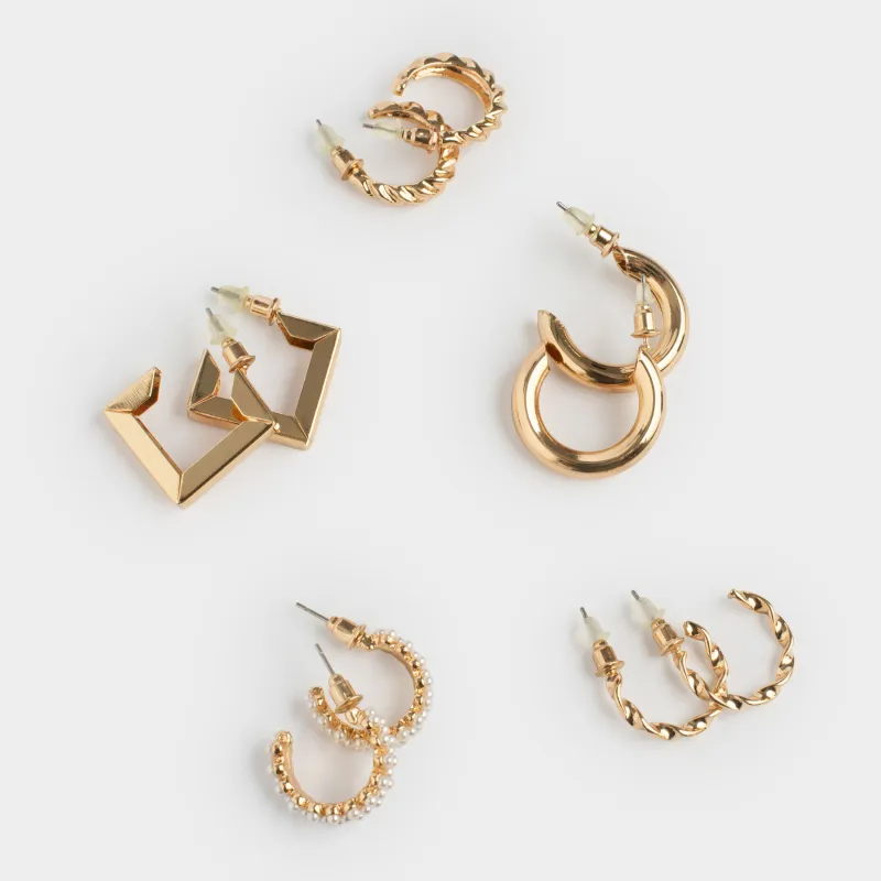 Серьги-пусеты, 1,5 см, 10 шт, металл, золотистые, Jewelry