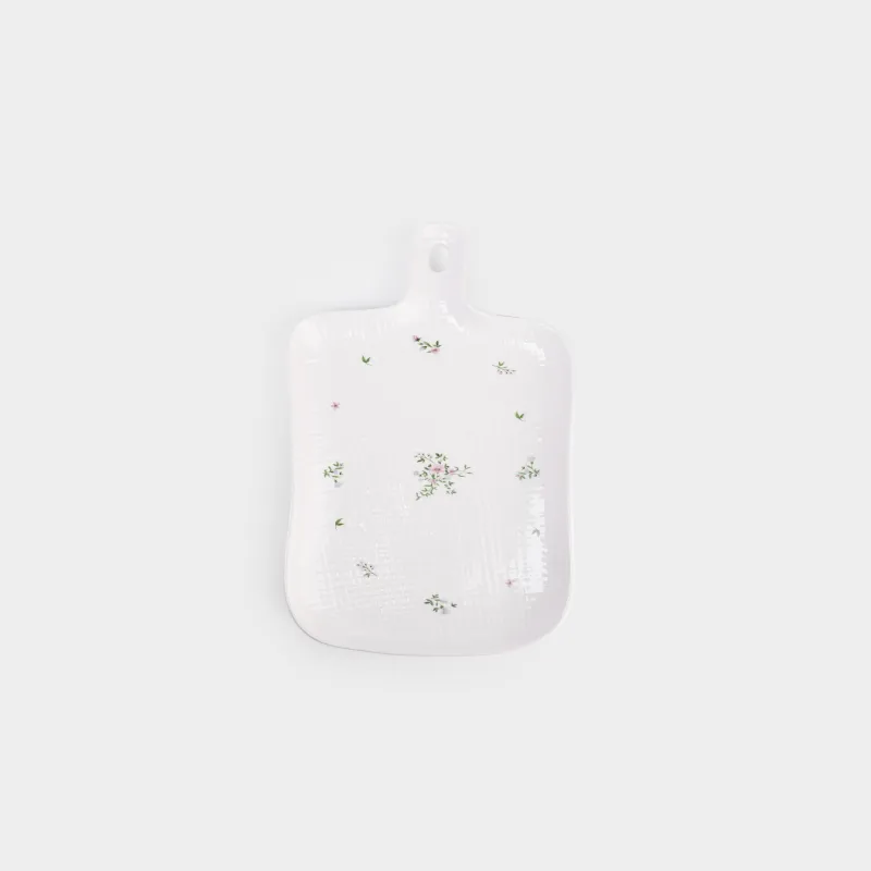 Блюдо сервировочное, 16х31 см, с ручкой, керамика D, белое, Нежные цветы, El floria, image-1