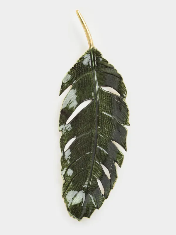 Блюдо декоративное, 45х15 см, металл, зелено-золотистое, Тропический лист, Tropical, image-2