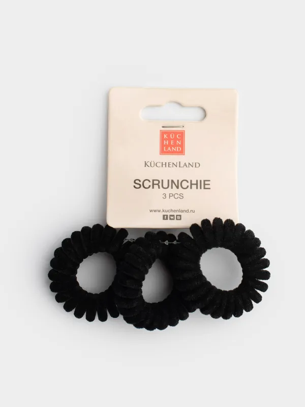 Резинка для волос, 4 см, 3 шт, полиэстер/ТПУ, черная, Спираль, Helix, image-2
