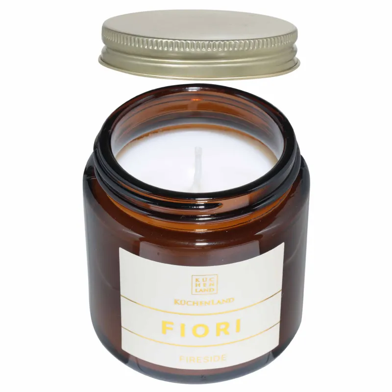 Свеча ароматическая, 6 см, в подсвечнике, с крышкой, стекло, Cinnamon Spiced Custard, Fiori, image-1