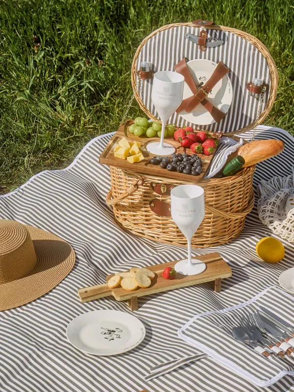 Корзина для пикника, 42х30 см, 4 перс, 25 пр, с пледом, лоза, овальная, коричневая, Picnic, image-9