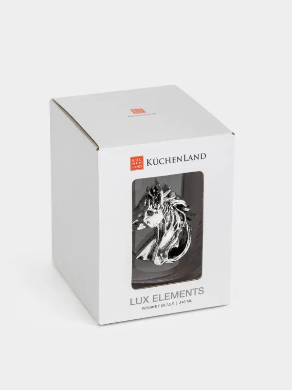 Стакан для виски, 10 см, 340 мл, стекло/металл, Серебристый конь, Lux elements, image-4