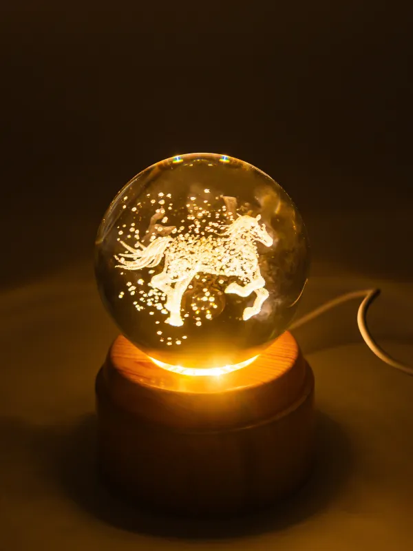 Светильник декоративный, 13 см, с подсветкой, вращающийся, стекло/пластик, Конь, Illumination, image-4