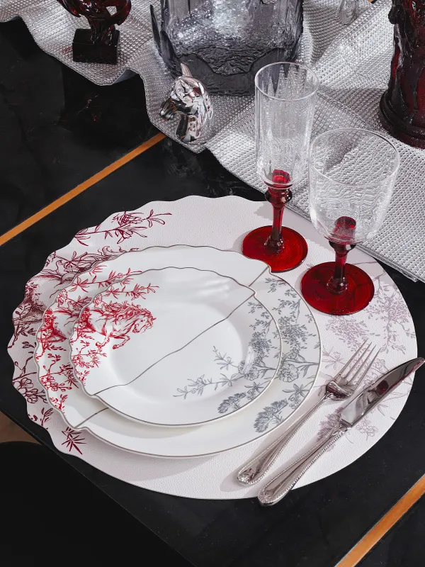 Салфетка под приборы, 40 см, ПВХ, круглая, белая, Лошадь, Rock print, image-6