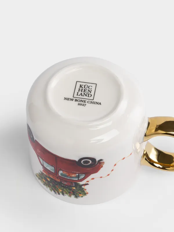 Кружка, 360 мл, Машина c елкой, Red car, image-3