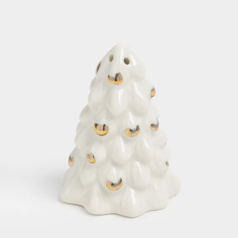 Емкость для соли или перца, 8 см, фарфор P, молочно-золотистая, Ель, Snow sparks