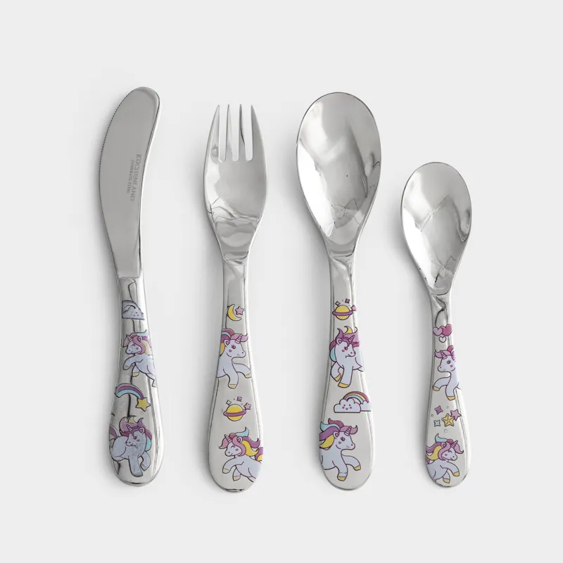 Столовые приборы, детские, 1 перс, 4 пр, сталь, Единорог, Unicorns