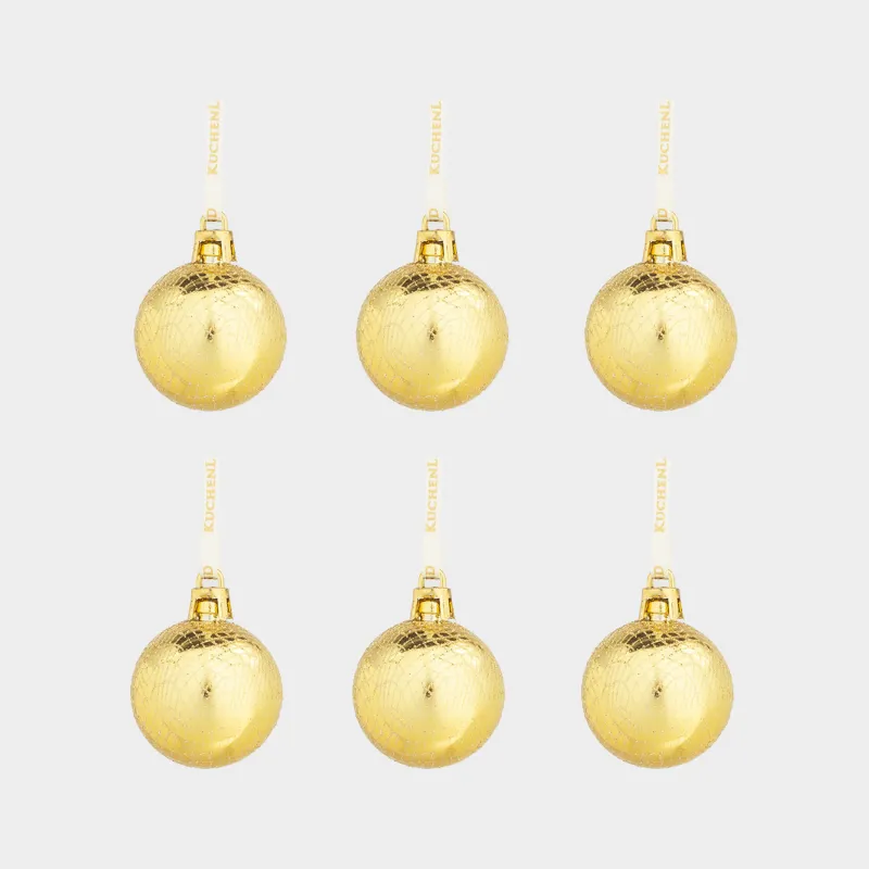 Игрушка елочная, 4 см, 6 шт, пластик, шампань, Шар, Ball sparkle
