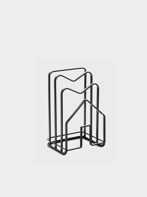 Подставка-органайзер для разделочных досок и крышек, 21x12 см, 3 отд, металл, черная, Дом, Twist black, image-0