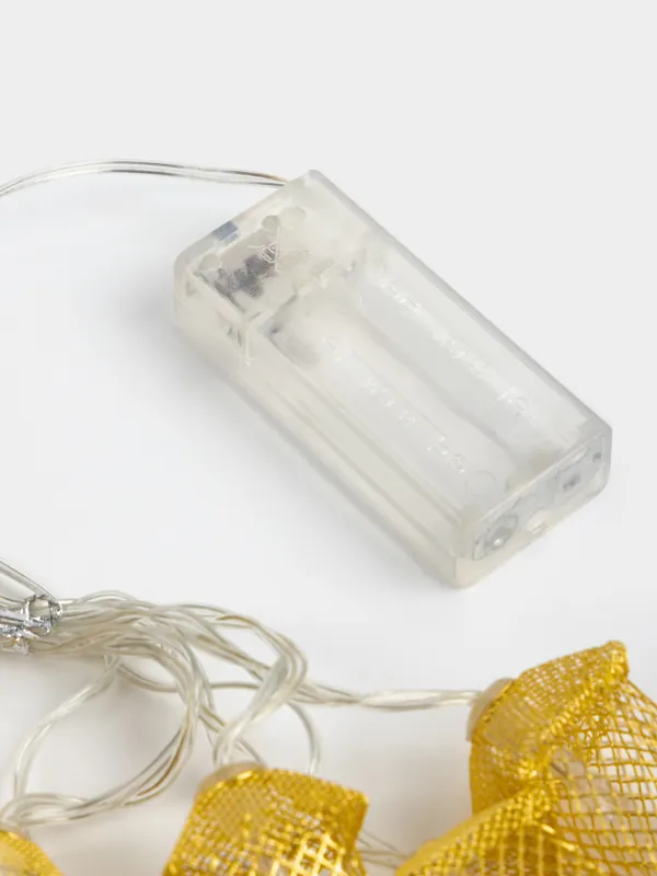 Гирлянда декоративная, 1,35 м, с подсветкой, 10 ламп, металл/пластик, белая, Фонарики, Christmas, image-3