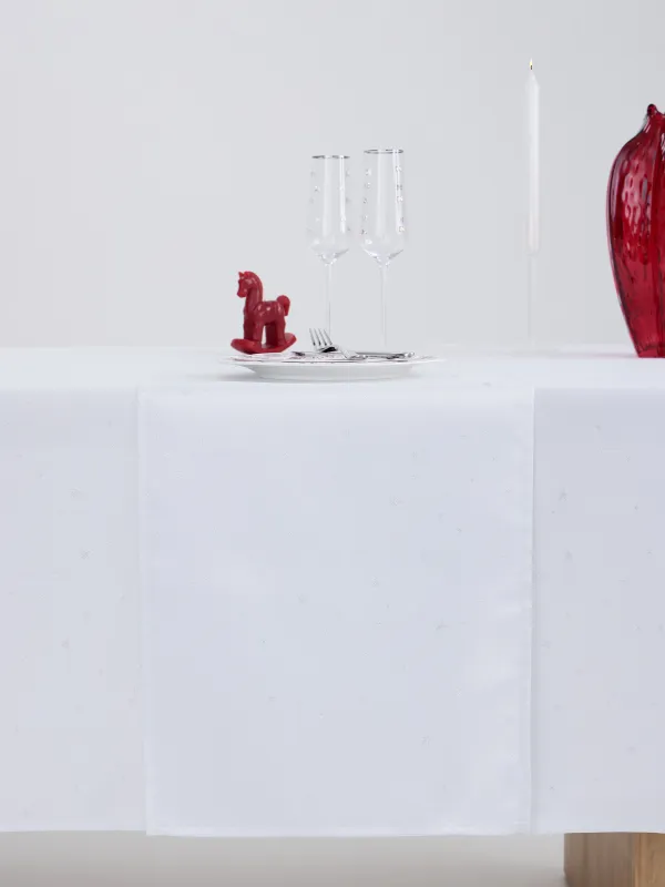 Дорожка настольная, 40х160 см, жаккард, полиэстер, светло-серая, Серебристые звезды, Starlight, image-2