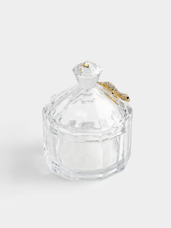 Емкость для хранения, 12х14 см, 300 мл, стекло Р/металл, Золотистая ящерица, Alid, image-1