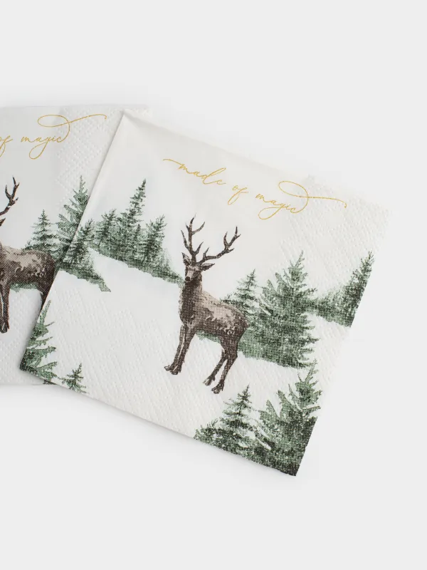 Салфетки бумажные, 21х21 см, Woodland story, image-3