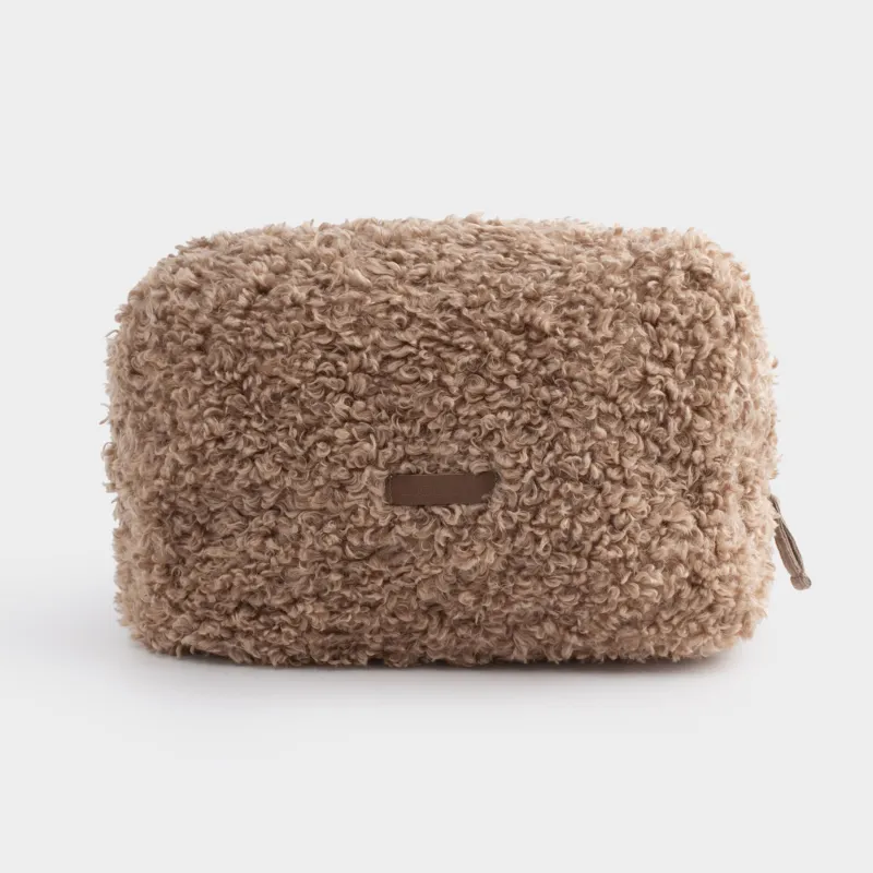 Косметичка, 27х17 см, искусственный мех, коричневая, Curled