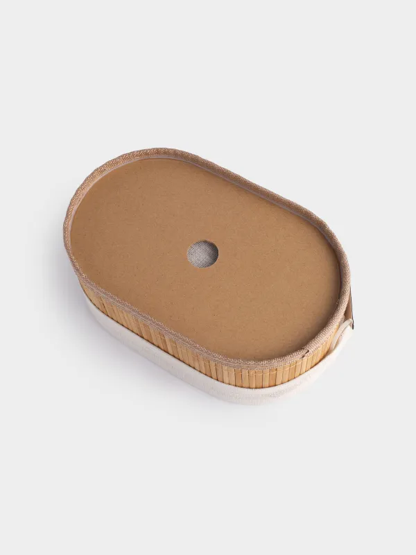 Корзина для хлеба, 24х15 см, бамбук/хлопок, овальная, бежевая, Stem, image-4