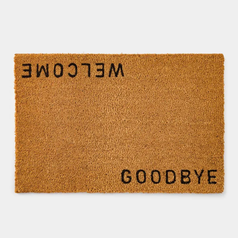 Коврик придверный, 40х60 см, кокос/ПВХ, коричневый, Welcome/Goodbye, Home deco