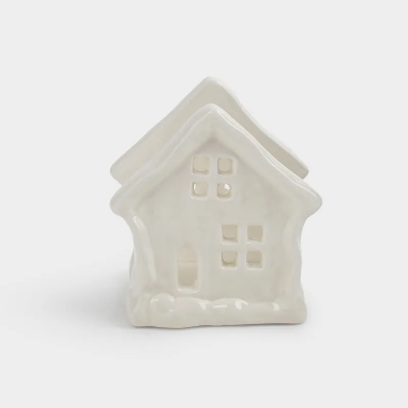 Салфетница, 8 см, керамика, молочная, Дом, Snow sparks