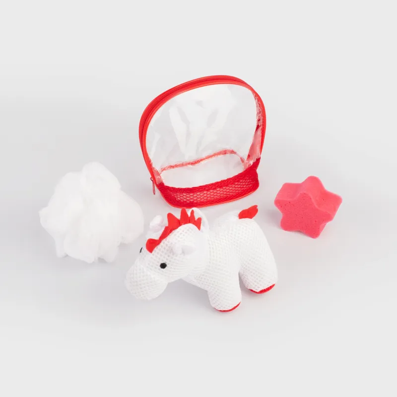 Набор для душа, 3 пр, детский, в косметичке, полиэстер, красный, Лошадка, Friend spa