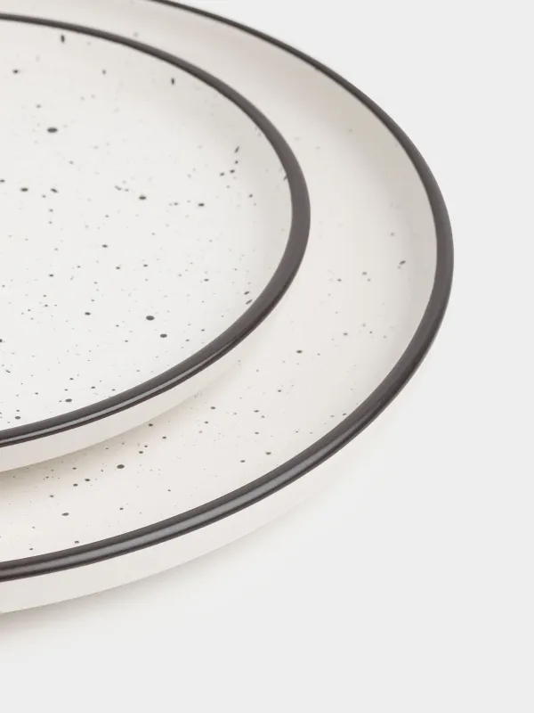 Сервиз обеденный, 6 перс, 18 пр, керамика, белый, с черным кантом, в крапинку, Speckled black, image-7