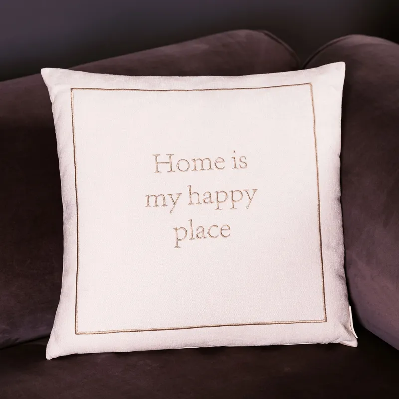 Подушка декоративная, 45х45 см, Home is my happy place, Chenill