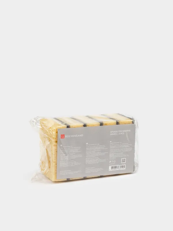 Губка для мытья посуды, 10х7 см, 5 шт, поролон/абразив, черно-бежевая, Black clean, image-4