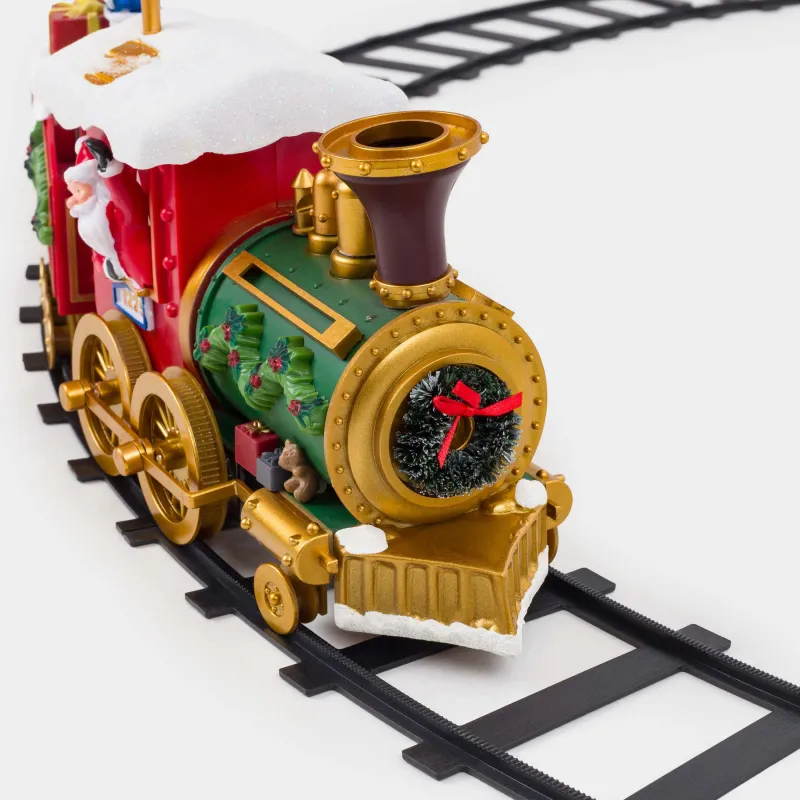 Железная дорога игрушечная, M, музыкальная, с подсветкой, Красный поезд, Game rail, image-1