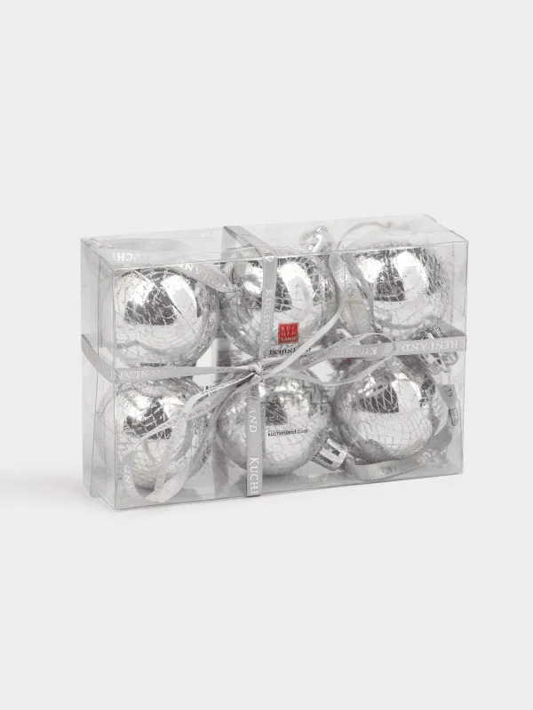 Игрушка елочная, 4 см, 6 шт, пластик, серебристая, Шар, Ball sparkle, image-3