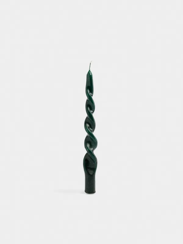 Свеча, 25 см, тонкая, с блестками, Спираль, Spiral shape, image-0