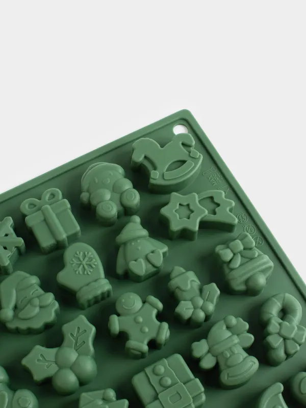 Форма для льда и шоколада, 19х18 см, 25 отд, силикон, зеленая, Атрибуты праздника, Bakery color, image-2