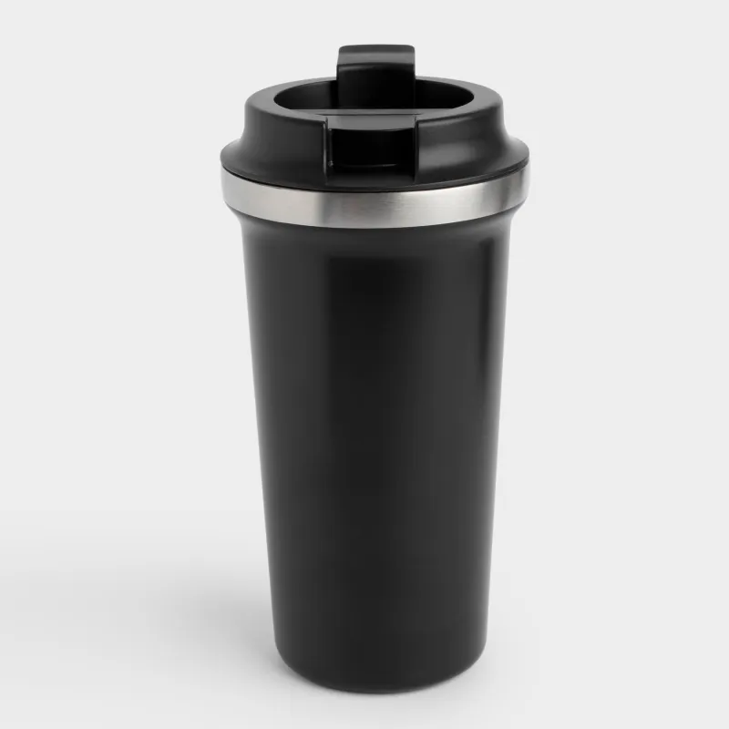 Термокружка, 450 мл, сталь/пластик, черная, Серебристая кобра, Coffee time, image-1