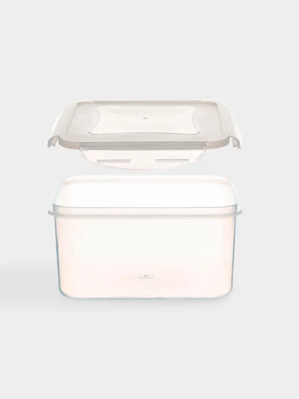 Набор контейнеров, 4 шт, с клипсами, пластик/силикон, квадратный, бежевый, Roomy clip, image-1