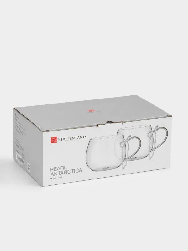Кружка, 450 мл, 2 шт, стекло Б/пластик, Бант, Pearl Antarctica, image-3