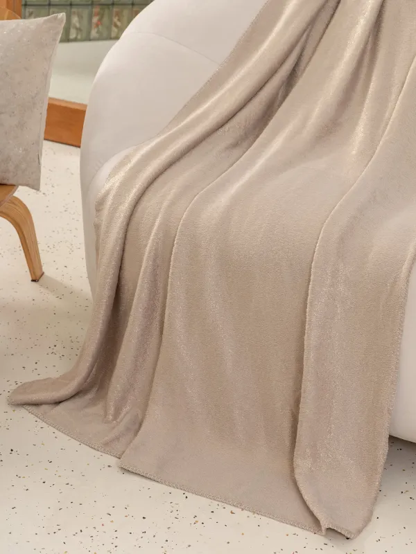 Плед, 130х170 см, фланель/люрекс, бежево-золотистый, Flannel, image-2