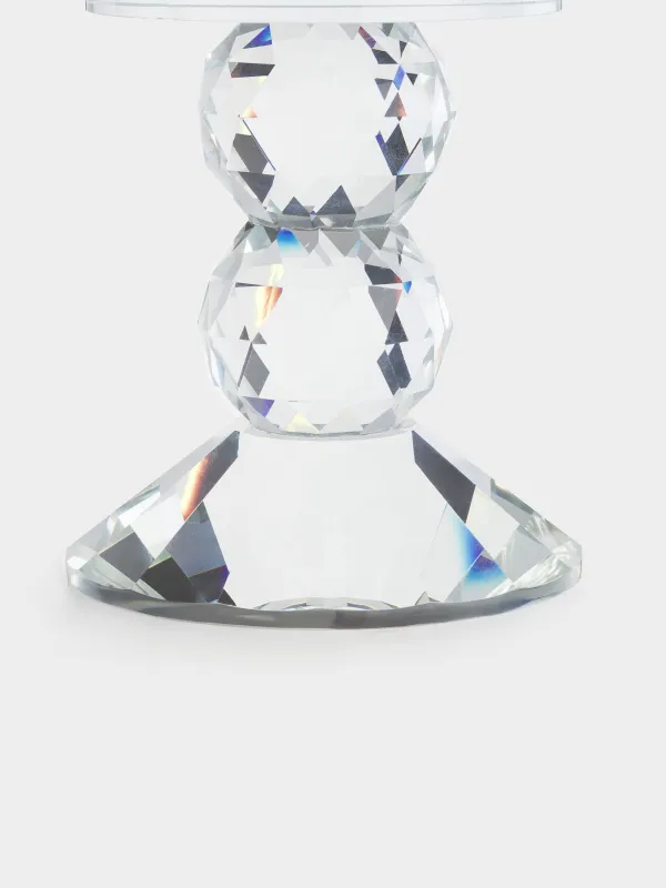 Подсвечник, 13 см, для цилиндрической свечи, на ножке, кристальное стекло, Цветок, Crystal flower, image-1