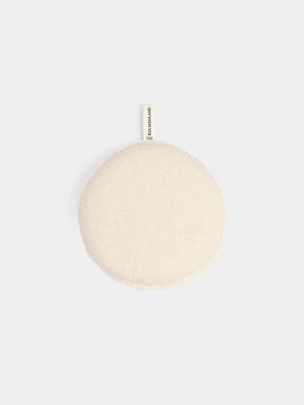 Мочалка-губка для мытья лица и тела, 13 см, с держателем, нейлон/хлопок, бежевая, Unique spa, image-0