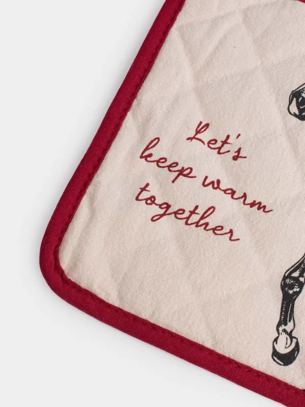 Прихватка, 20x20 см, хлопок, квадратная, серо-бежевая, Лошадь, Horse in scarf, image-5