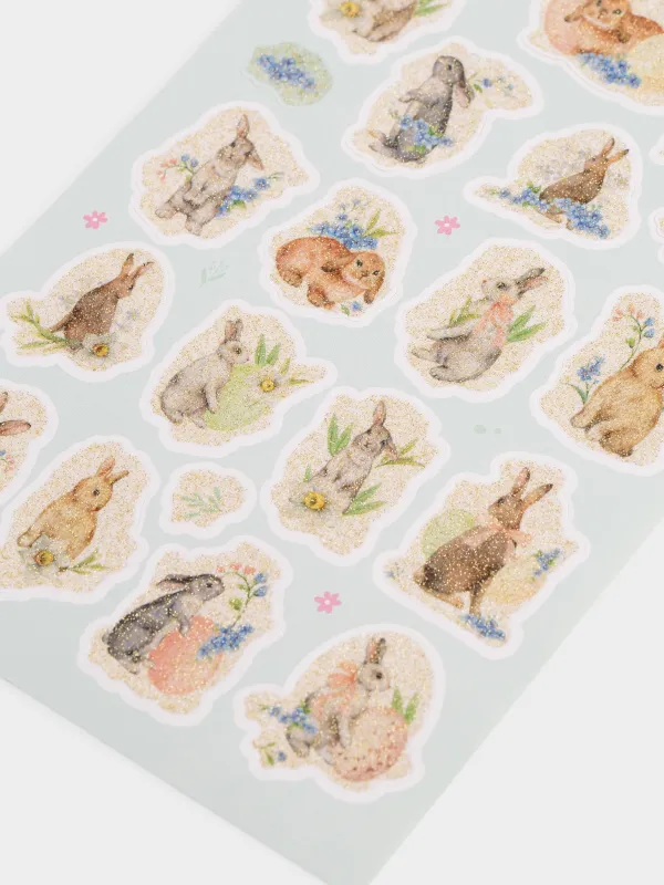 Набор наклеек для яиц, 17х10 см, 20 шт, пасхальный, ПВХ, Зайчата, Easter decal, image-1