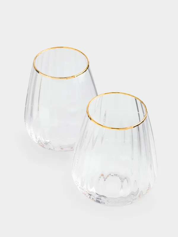 Стакан, 11 см, 430 мл, 2 шт, стекло, с золотистым кантом, Glyfada, image-2