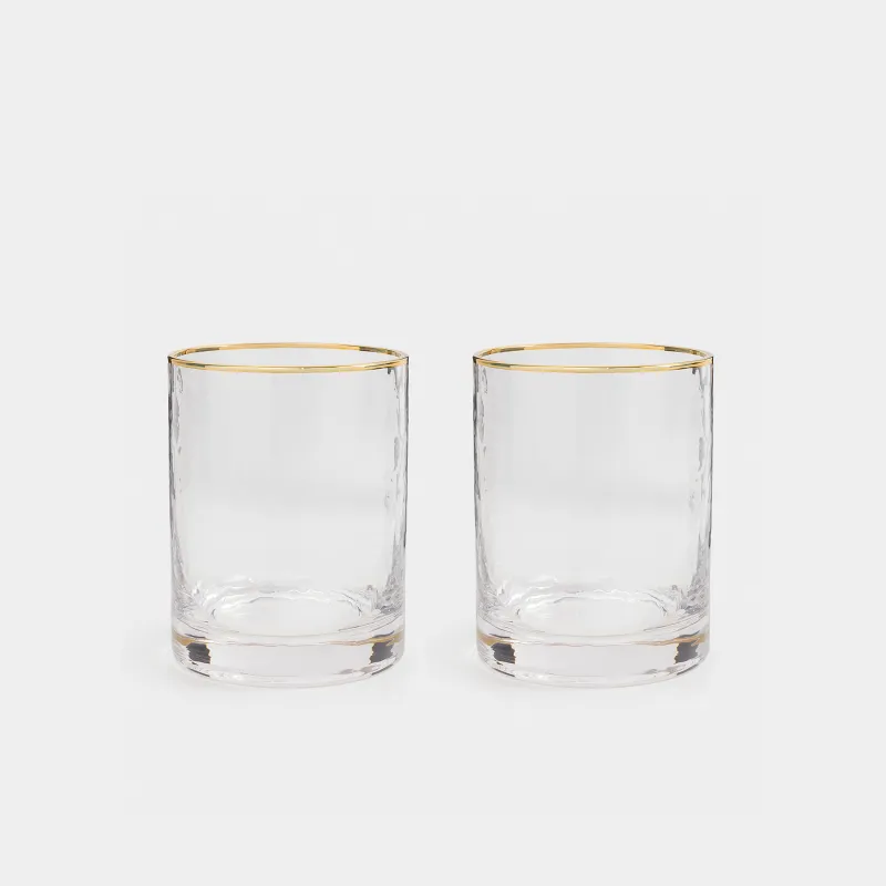 Стакан для виски, 300 мл, 2 шт, с золотистым кантом, Ripply gold