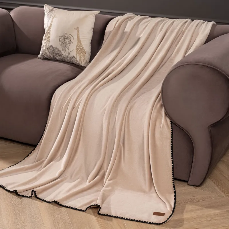 Плед, 140х190 см, фланель, песочный, Flannel