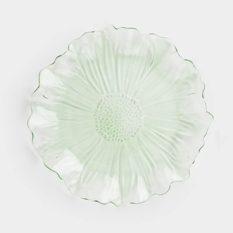 Блюдо, 26 см, стекло Р, зеленое, Цветок, Fleur color, image-1
