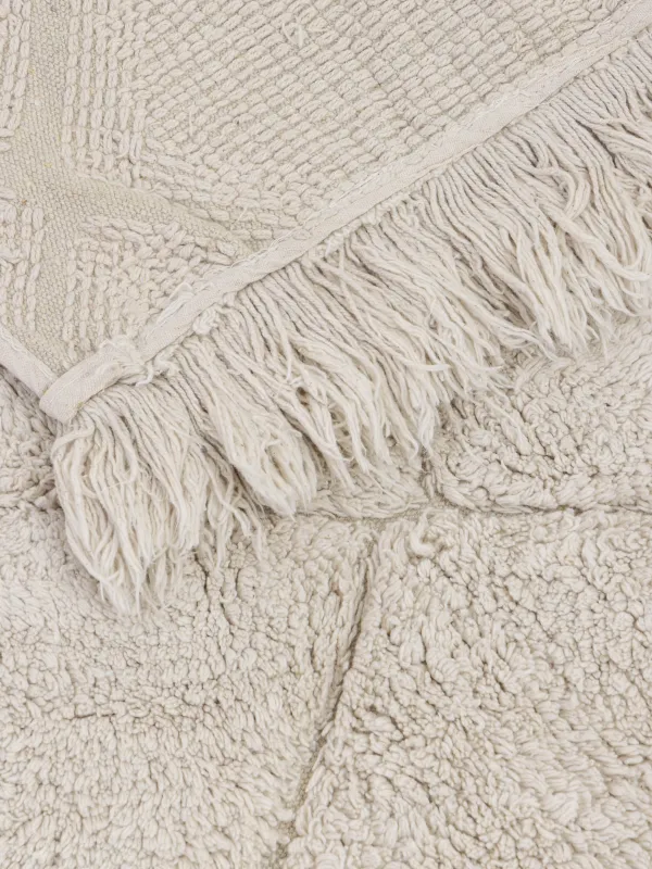 Коврик, 60x120 см, с бахромой, хлопок, бежевый, Ромбы, Rhombic, image-1