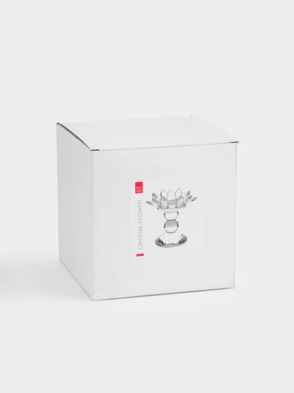 Подсвечник, 13 см, для цилиндрической свечи, на ножке, кристальное стекло, Цветок, Crystal flower, image-4