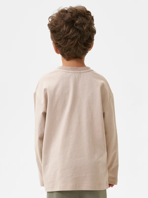 Лонгслив детский, для мальчиков, бежевый, Ulian, image-4