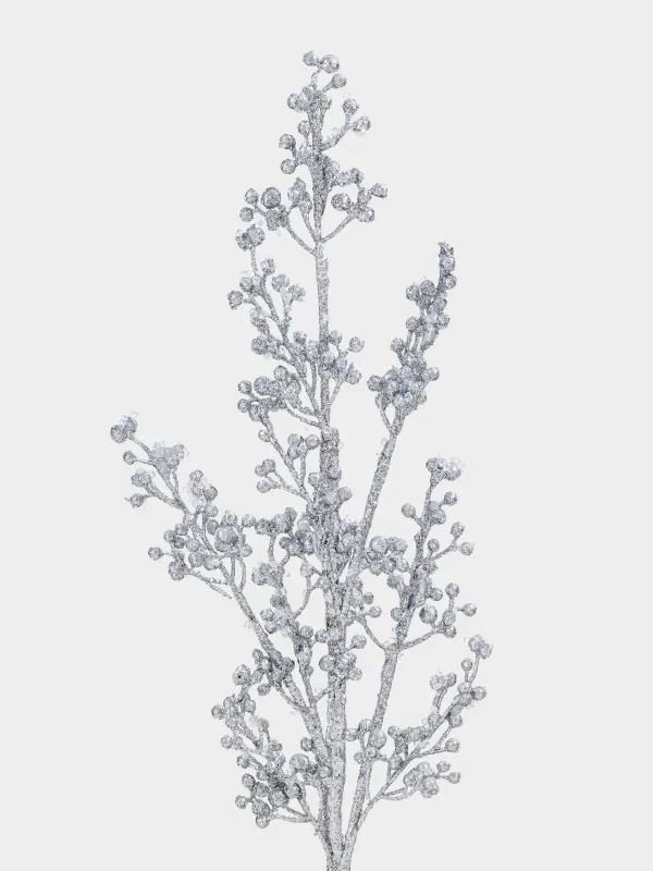 Ветка декоративная, 70 см, пластик/бумага, Серебристые бусины, Sparkle balls, image-1