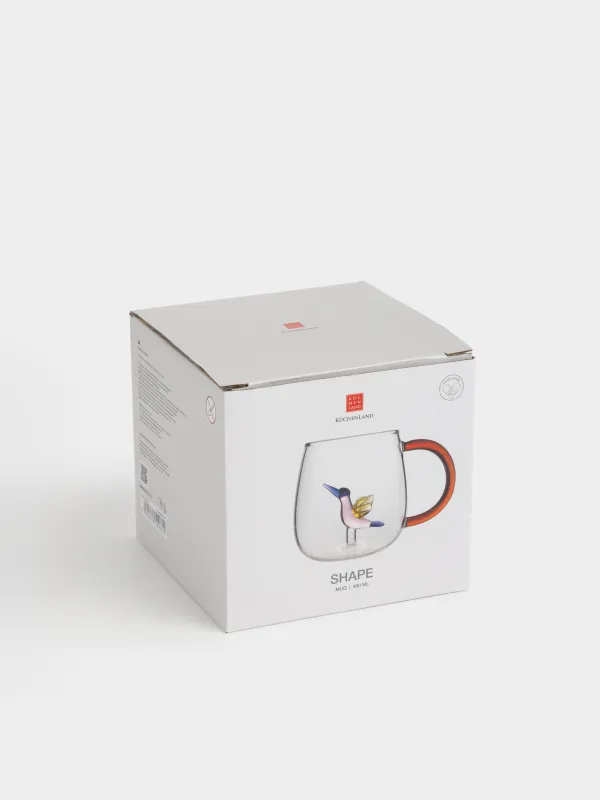 Кружка, 400 мл, стекло Б, янтарная ручка, Колибри, Shape, image-4